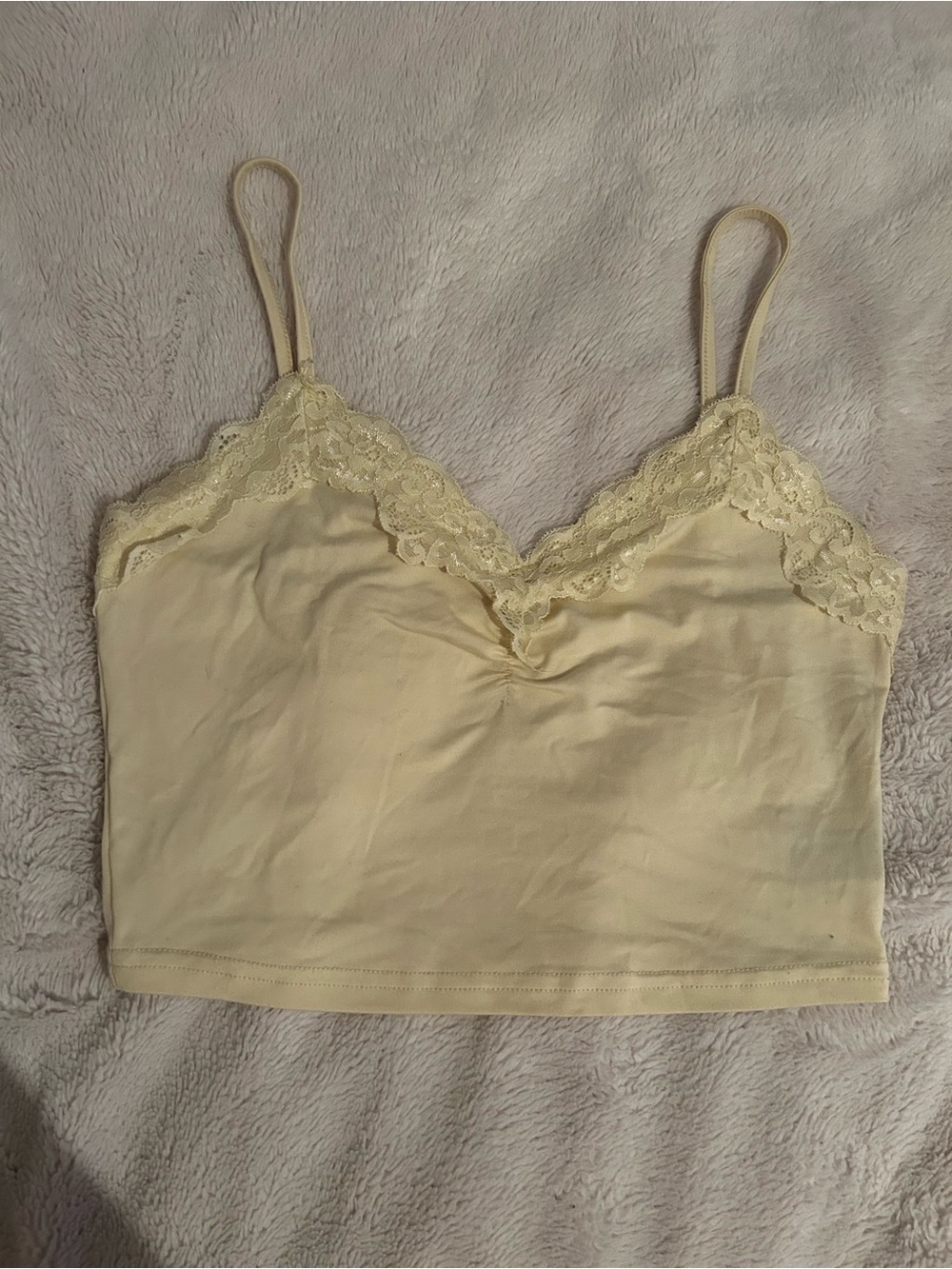 SHEIN Cream Lace Trim Cami Tank